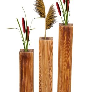 Wooden City Ahşap Dekoratif Vazo Kuru Çiçek Vazo 3 Lü Set Vazo KPRTVZ