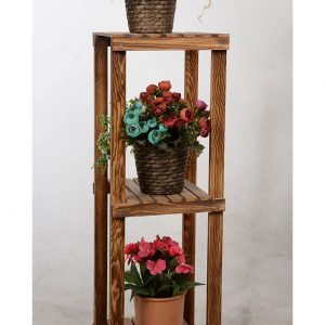 Wooden City 3 Katlı Dekoratif Ahşap Banyo Rafı Ayakkabılık Saksılık Mutfak Düzenleyici Raf