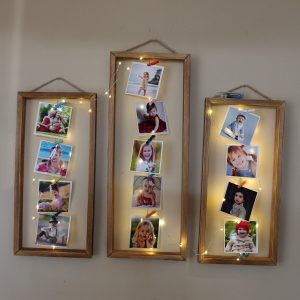 Wooden City Ahşap Fotoğraf Çerçevesi 3lü Set Led Işıklı Ipli Mandallı WCC3211