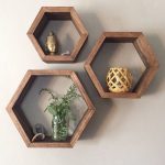Wooden City Ahşap Altıgen Dekoratif Duvar Rafı 3'lü Set