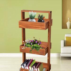 Wooden City Çok Amaçlı Ahşap Sepet Banyo Organizer Mutfak Düzenleyici Çiçeklik Retro Çam Antik